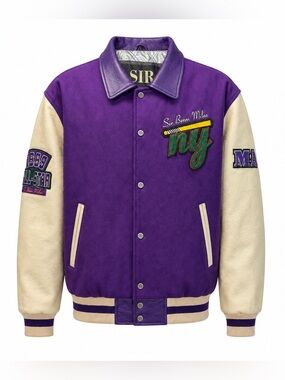 Vintage Sir Benni Miles Leather 1969 All-Star Purple Varsity Baseball Jacket LG